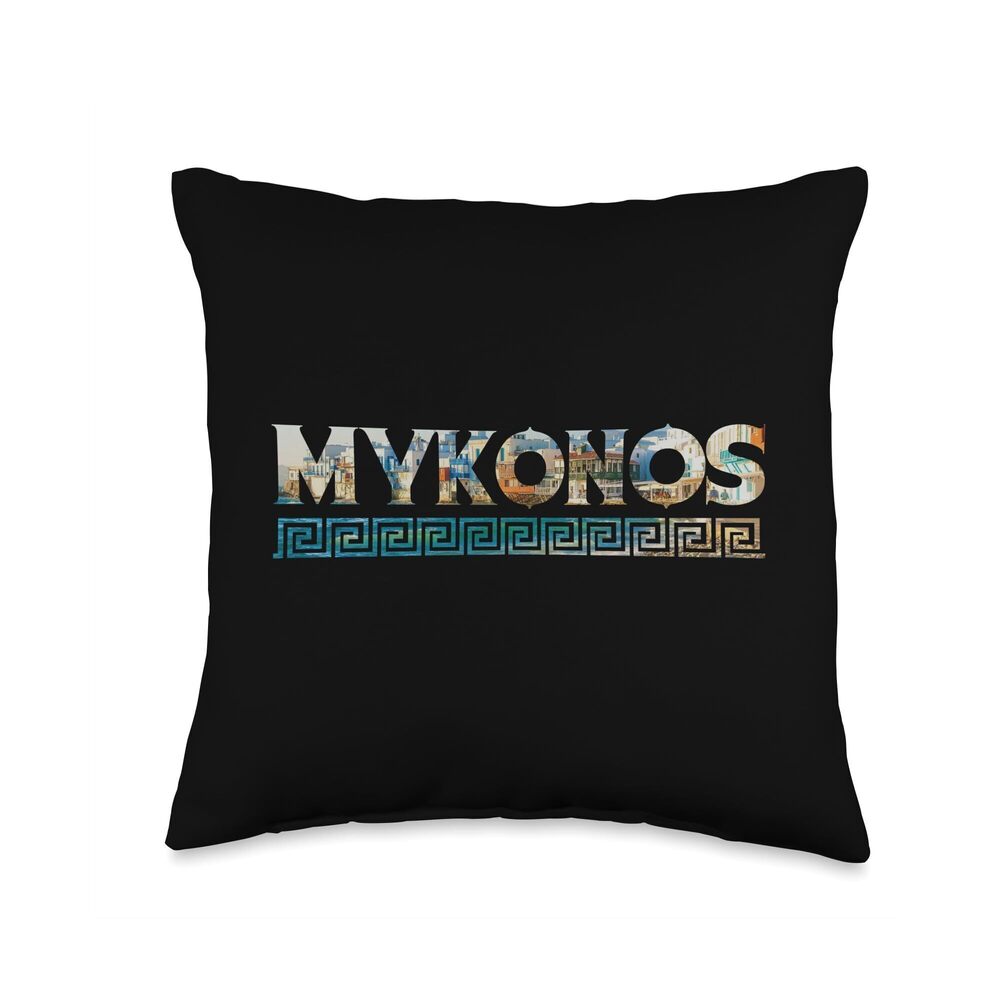 9761 Mykonos Greek Greece Travel Vacation I Love Greece Throw Pillow